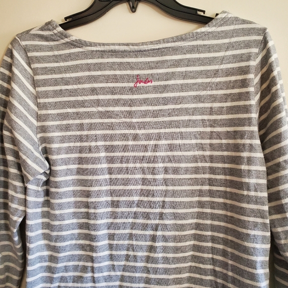 Joules Riviera 3/4 *Grey & White Mini Dress Striped Size 8 - Picture 4 of 12